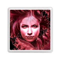 Portrait Woman Red Face Pretty Memory Card Reader (square) by Wegoenart