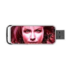 Portrait Woman Red Face Pretty Portable Usb Flash (one Side) by Wegoenart