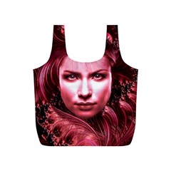 Portrait Woman Red Face Pretty Full Print Recycle Bag (s) by Wegoenart