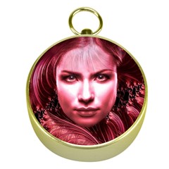 Portrait Woman Red Face Pretty Gold Compasses