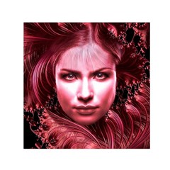 Portrait Woman Red Face Pretty Small Satin Scarf (square) by Wegoenart