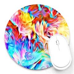 Background Drips Fluid Colorful Round Mousepads by Wegoenart