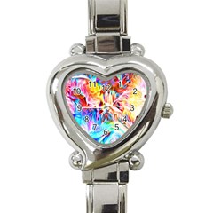 Background Drips Fluid Colorful Heart Italian Charm Watch by Wegoenart