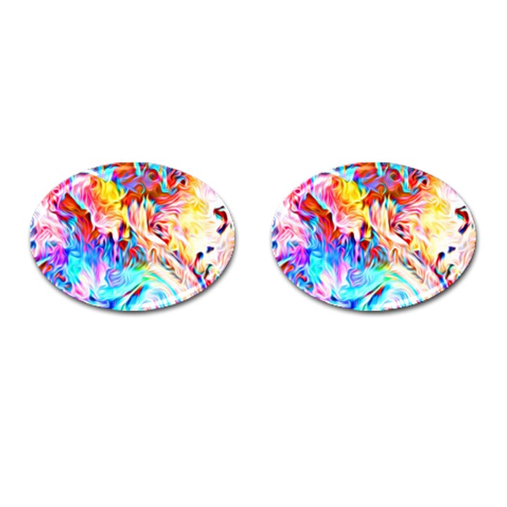 Background Drips Fluid Colorful Cufflinks (Oval)