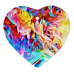 Background Drips Fluid Colorful Heart Ornament (two Sides)