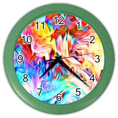 Background Drips Fluid Colorful Color Wall Clock by Wegoenart