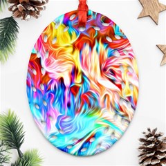 Background Drips Fluid Colorful Oval Filigree Ornament (two Sides) by Wegoenart