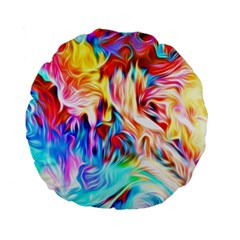 Background Drips Fluid Colorful Standard 15  Premium Round Cushions by Wegoenart