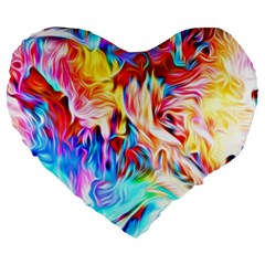 Background Drips Fluid Colorful Large 19  Premium Heart Shape Cushions by Wegoenart