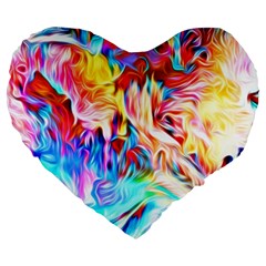 Background Drips Fluid Colorful Large 19  Premium Flano Heart Shape Cushions by Wegoenart