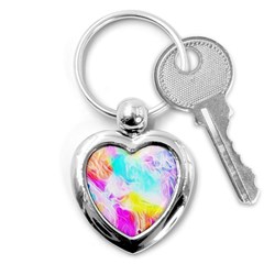 Background Drips Fluid Colorful Pattern Key Chains (heart)  by Wegoenart