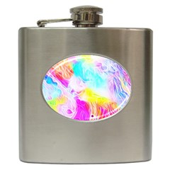 Background Drips Fluid Colorful Pattern Hip Flask (6 Oz) by Wegoenart