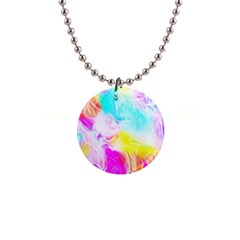 Background Drips Fluid Colorful Pattern 1  Button Necklace by Wegoenart