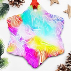 Background Drips Fluid Colorful Pattern Snowflake Ornament (two Sides) by Wegoenart