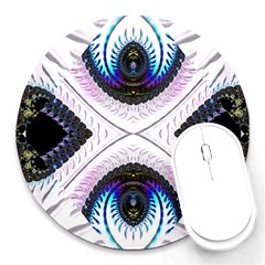 Patterns Fractal Background Digital Round Mousepads by Wegoenart