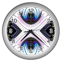 Patterns Fractal Background Digital Wall Clock (silver) by Wegoenart