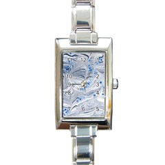 Marbled Paper Mottle Color Movement Blue White Rectangle Italian Charm Watch by Wegoenart