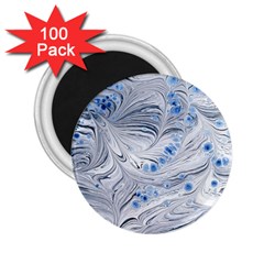 Marbled Paper Mottle Color Movement Blue White 2 25  Magnets (100 Pack)  by Wegoenart