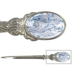 Marbled Paper Mottle Color Movement Blue White Letter Opener by Wegoenart