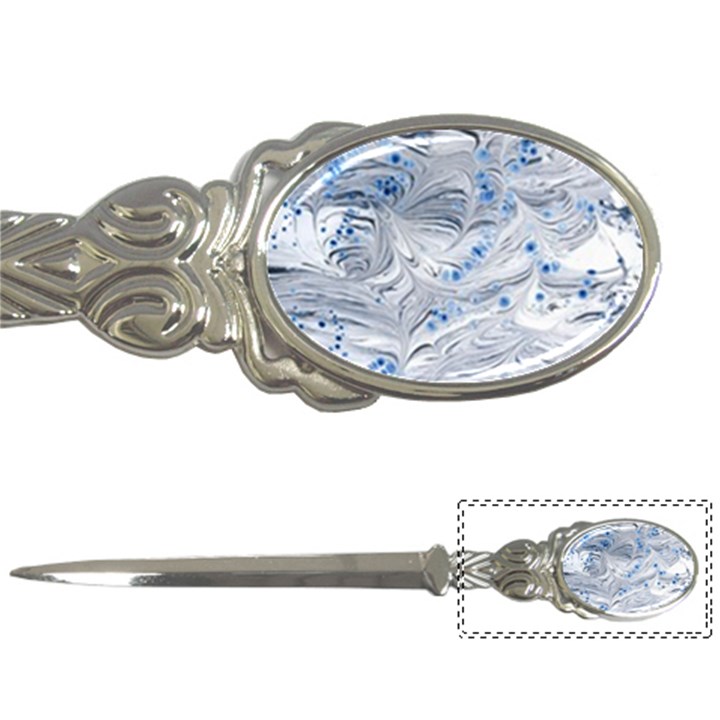 Marbled Paper Mottle Color Movement Blue White Letter Opener