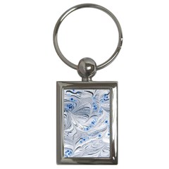 Marbled Paper Mottle Color Movement Blue White Key Chains (rectangle)  by Wegoenart