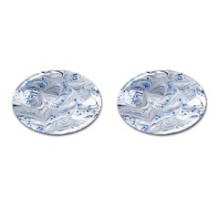 Marbled Paper Mottle Color Movement Blue White Cufflinks (oval) by Wegoenart