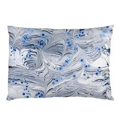 Marbled Paper Mottle Color Movement Blue White Pillow Case by Wegoenart