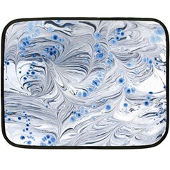 Marbled Paper Mottle Color Movement Blue White Double Sided Fleece Blanket (mini)  by Wegoenart