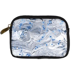 Marbled Paper Mottle Color Movement Blue White Digital Camera Leather Case by Wegoenart