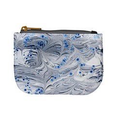 Marbled Paper Mottle Color Movement Blue White Mini Coin Purse by Wegoenart