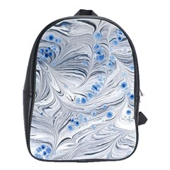 Marbled Paper Mottle Color Movement Blue White School Bag (large) by Wegoenart