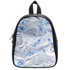 Marbled Paper Mottle Color Movement Blue White School Bag (small) by Wegoenart