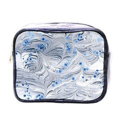 Marbled Paper Mottle Color Movement Blue White Mini Toiletries Bag (one Side) by Wegoenart