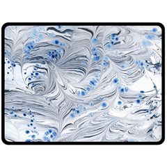 Marbled Paper Mottle Color Movement Blue White Fleece Blanket (large)  by Wegoenart