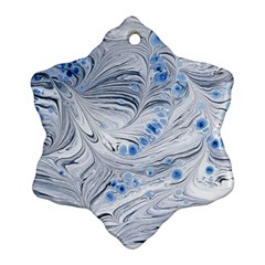 Marbled Paper Mottle Color Movement Blue White Ornament (snowflake) by Wegoenart