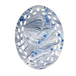 Marbled Paper Mottle Color Movement Blue White Oval Filigree Ornament (Two Sides) Back