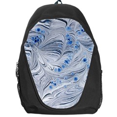 Marbled Paper Mottle Color Movement Blue White Backpack Bag by Wegoenart