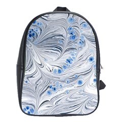 Marbled Paper Mottle Color Movement Blue White School Bag (xl) by Wegoenart