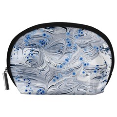 Marbled Paper Mottle Color Movement Blue White Accessory Pouch (large) by Wegoenart