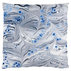 Marbled Paper Mottle Color Movement Blue White Large Flano Cushion Case (one Side) by Wegoenart