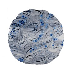 Marbled Paper Mottle Color Movement Blue White Standard 15  Premium Flano Round Cushions by Wegoenart