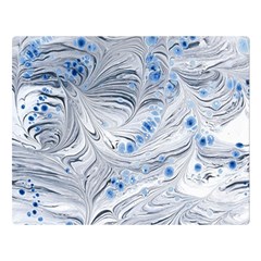 Marbled Paper Mottle Color Movement Blue White Double Sided Flano Blanket (large)  by Wegoenart