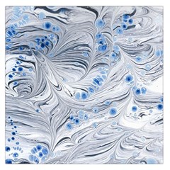 Marbled Paper Mottle Color Movement Blue White Large Satin Scarf (square) by Wegoenart