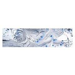 Marbled Paper Mottle Color Movement Blue White Satin Scarf (oblong) by Wegoenart