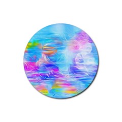 Background Drips Fluid Colorful Rubber Round Coaster (4 Pack)  by Wegoenart