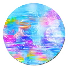 Background Drips Fluid Colorful Magnet 5  (round) by Wegoenart