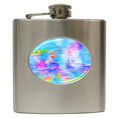 Background Drips Fluid Colorful Hip Flask (6 Oz) by Wegoenart