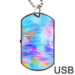 Background Drips Fluid Colorful Dog Tag Usb Flash (one Side) by Wegoenart