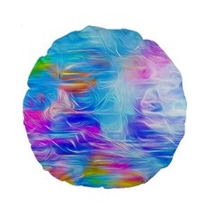 Background Drips Fluid Colorful Standard 15  Premium Round Cushions by Wegoenart