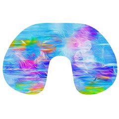 Background Drips Fluid Colorful Travel Neck Pillows by Wegoenart